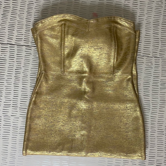 NWT Rosedress Strapless Flute Style Gold Dress - Picture 8 of 10